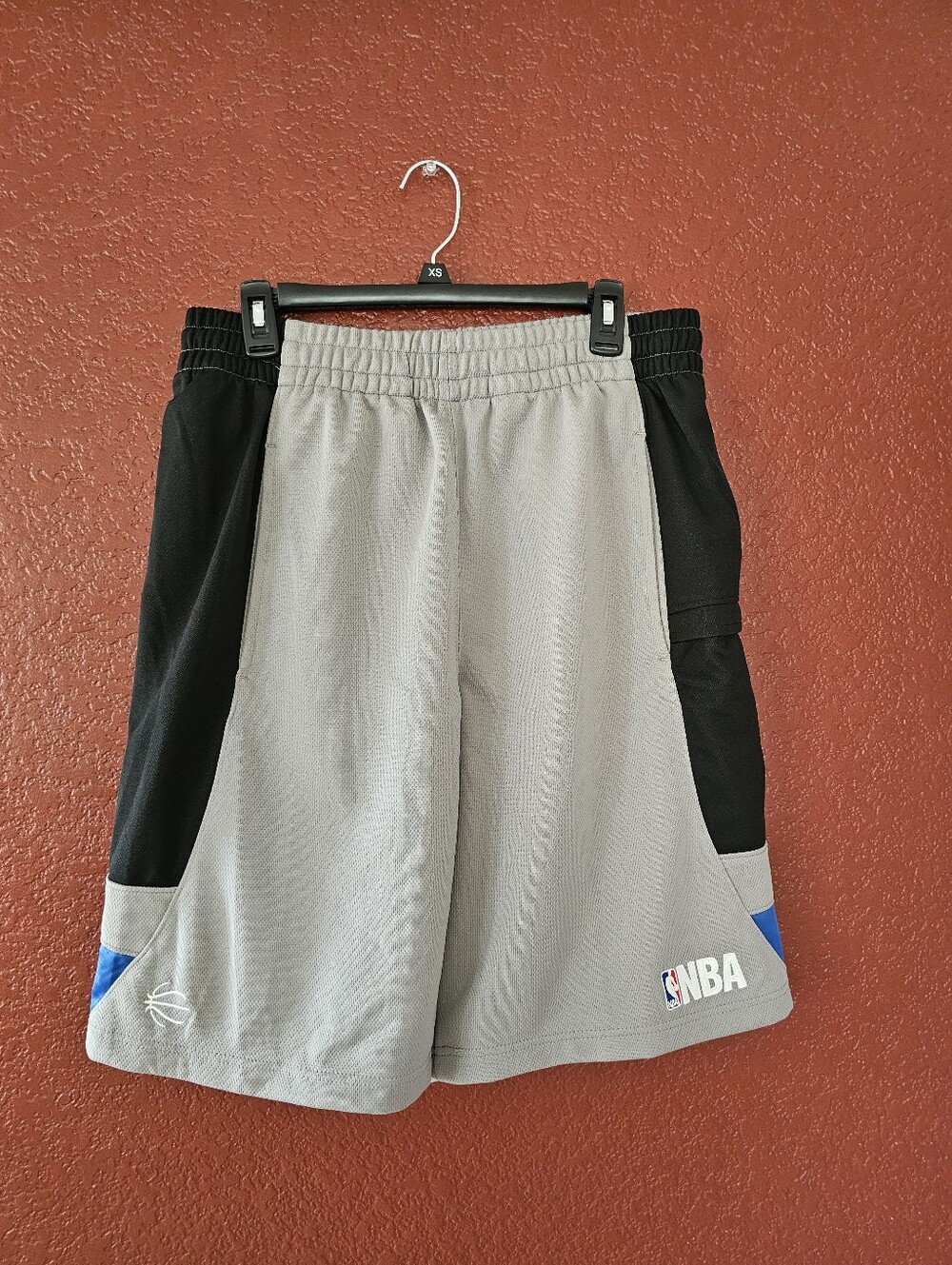 NBA Gray and Black Athletic Shorts with Blue Accents - Picture 2 of 8